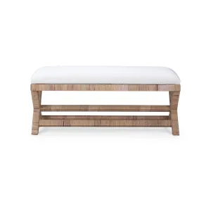 CR Renoir Natural Rattan Fabric Upholstered Bench 122cm thumbnail 1