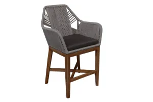VI Faro Bar Chair Acacia Timber Rope - Black thumbnail 2