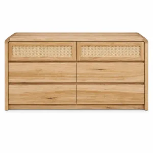 MD Metz Solid Timber Rattan 6 Drawer Low Chest thumbnail 1