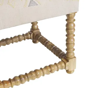 SH Nobbin Timber Leg Fabric Seat Ottoman Natural thumbnail 3