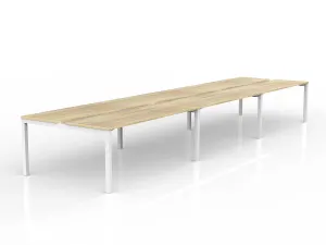 OL Axis 6-User Double Sided Workspace – Oak Top with White Frame thumbnail 10