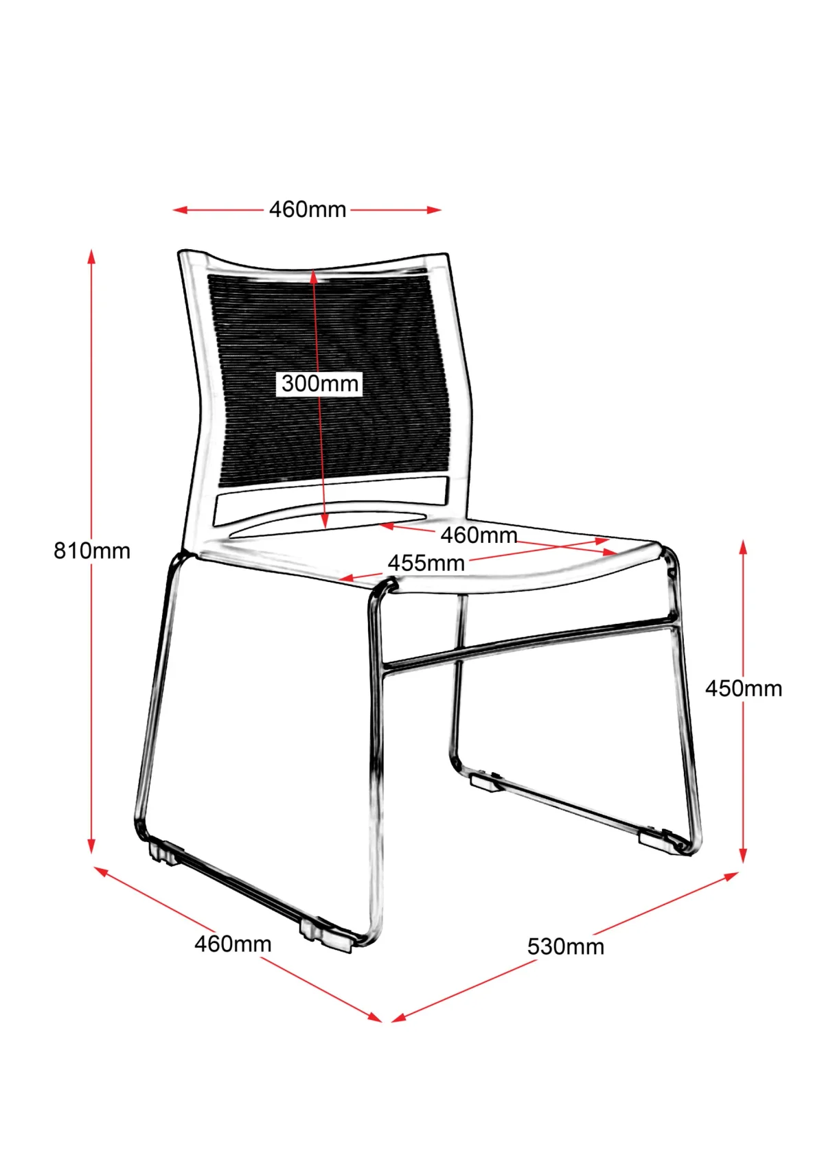 RL PMV Stackable Chrome Sled Base Hospitality Chair