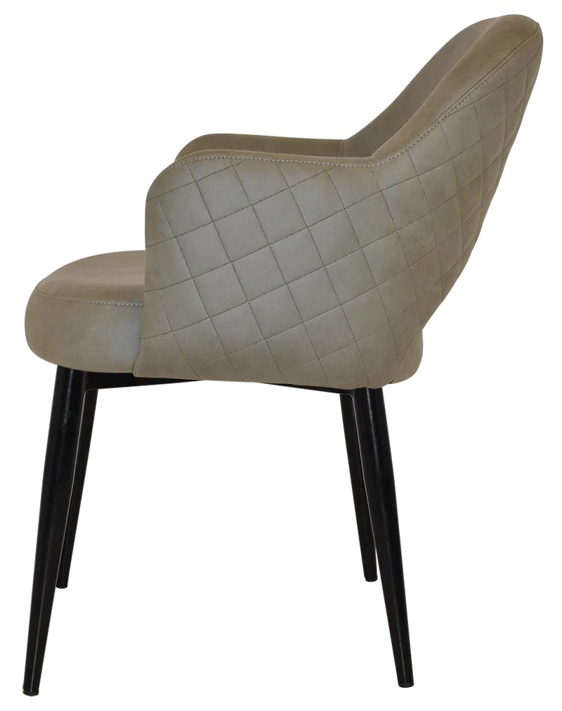 EZ Albury Black Metal Leg Upholstered Hospitality Dining Armchair
