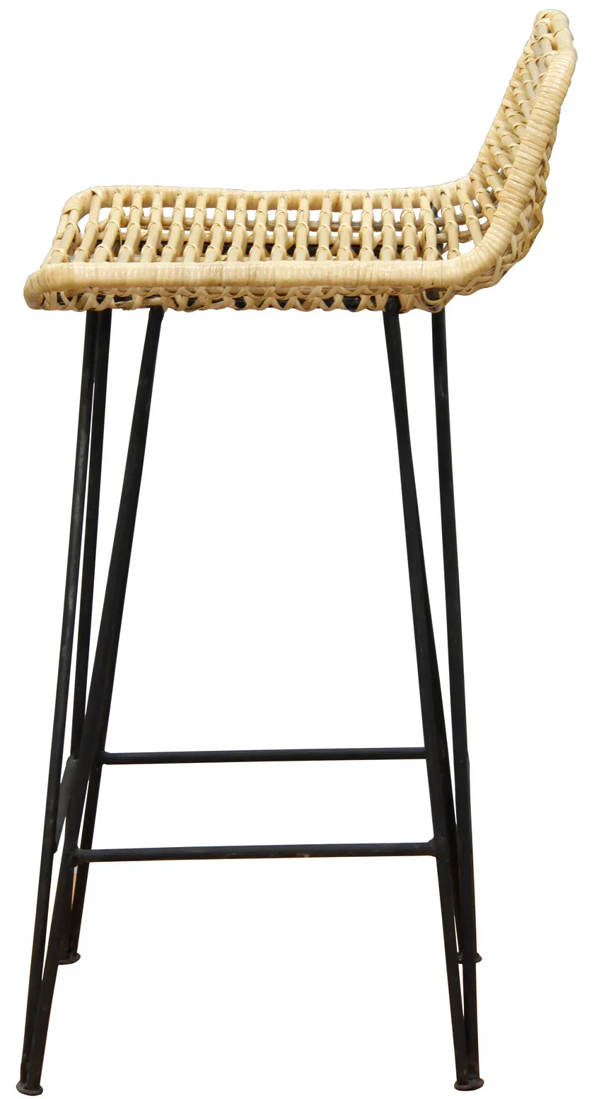 CT RTA Rattan with Black Metal Leg Barstool
