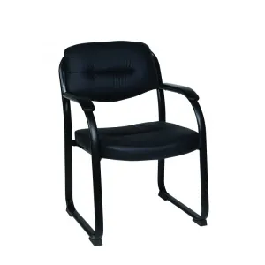 MA Morgan Bonded Leather Upholstered Metal Sled Base Visitor Armchair thumbnail 1