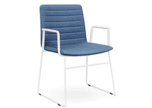 DD Nikola White Sled base Fabric Upholstered Chair with Arm Rest thumbnail 7