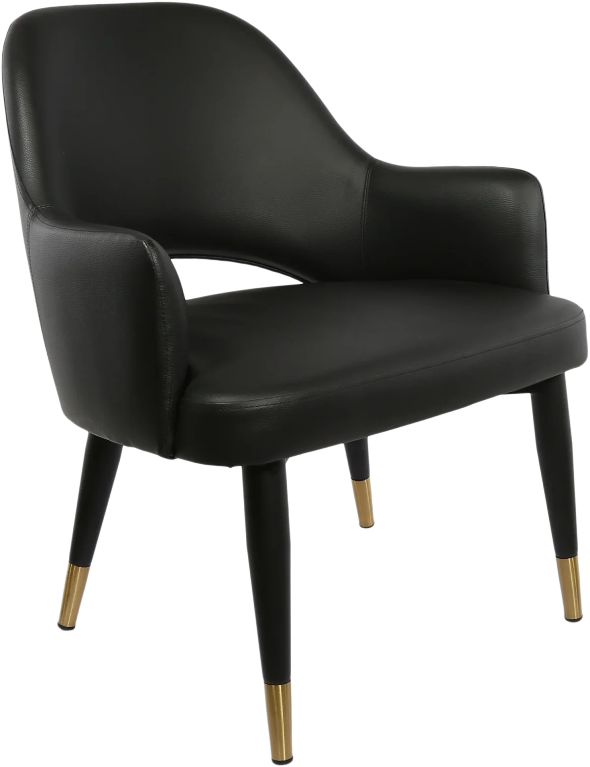 FL BonBon Vinyl Upholstered Black Metal Legs Brass Tips Hospitality Chair