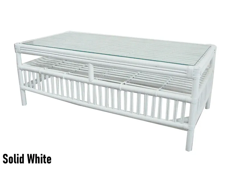CR Americana Rattan with Glass Top Coffee Table