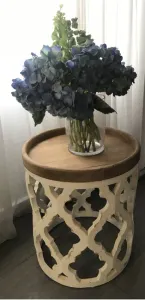 DA Lattice Solid Timber Round Side Table thumbnail 5