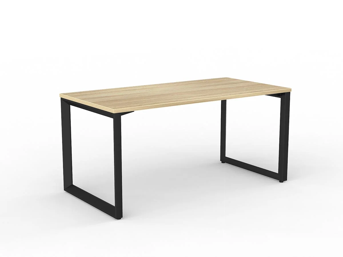 OL Anvil Straight Desk – Oak Top with White Frame