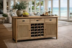 MF Tiffany Solid Timber 3 Drawer 2 Door Sideboard with Bottle Rack thumbnail 4