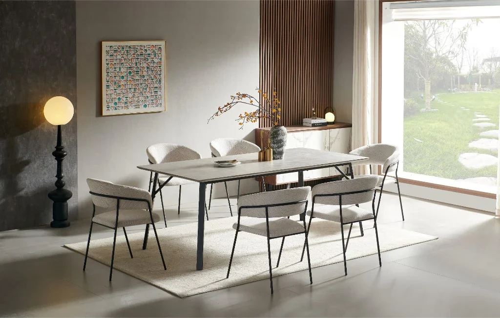 VI Primo Fabric Upholstered Metal Leg Dining Chair