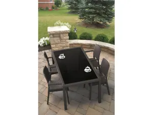 FL 7 Piece Tahiti Hospitality Outdoor Dining Table with Panama Chair thumbnail 5