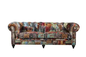 BT Chesterfield Velvet Upholstered 3 Seater Sofa Patchwork thumbnail 1