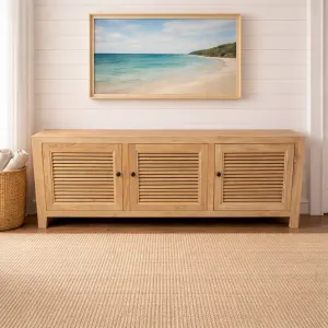 MF Recycled Elmwood Louvre Entertainment Unit with Internal Shelves thumbnail 2