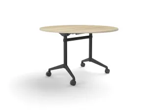OL Modulus Flip Table with 1200mm Round Top All Black Frame thumbnail 1