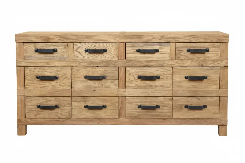MF Recycled Elm Timber 4 Drawer 4 Door Sideboard