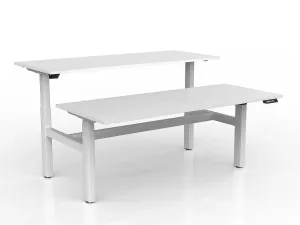 OL Agile 2 Column Electric Height Adjustable Shared Desk White Top White Frame thumbnail 3