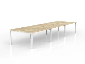 OL Axis 6-User Double Sided Workspace – Oak Top with White Frame thumbnail 7