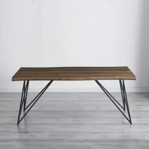 HE Carrington Solid Timber Top with Metal Base Dining Table thumbnail 1