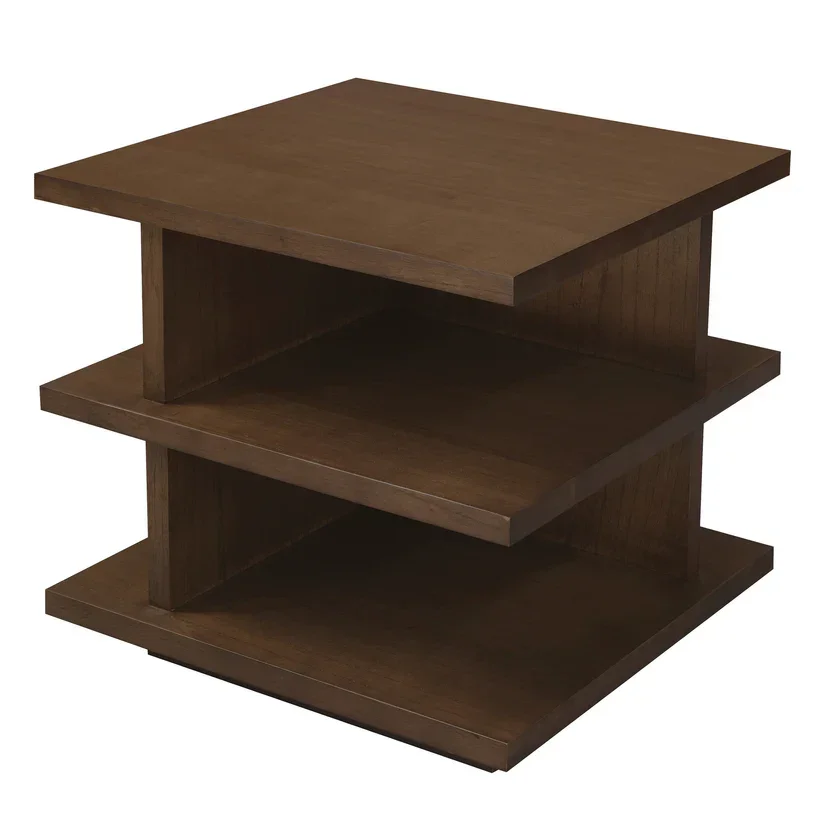CT Hudson Solid Mindi Timber Square Side Table with Shelves