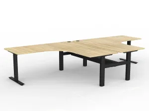 OL Agile 90° Shared Workstation – Oak Top With Black Base thumbnail 1