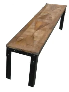 MF Wrought Iron Base Recycled Timber Parquetry Top Benches thumbnail 1