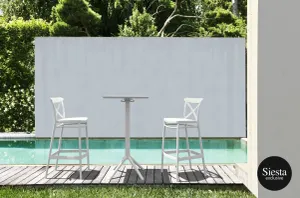 FL Sky Hospitality Square Folding Bar Table & Cross Barstool Set thumbnail 3