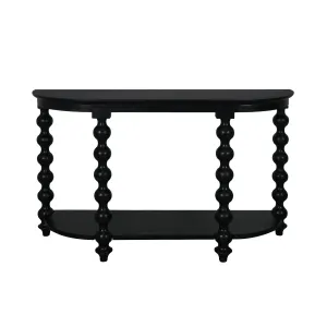 CR Carob Turned Leg Solid Timber Console Table with Shelf thumbnail 1