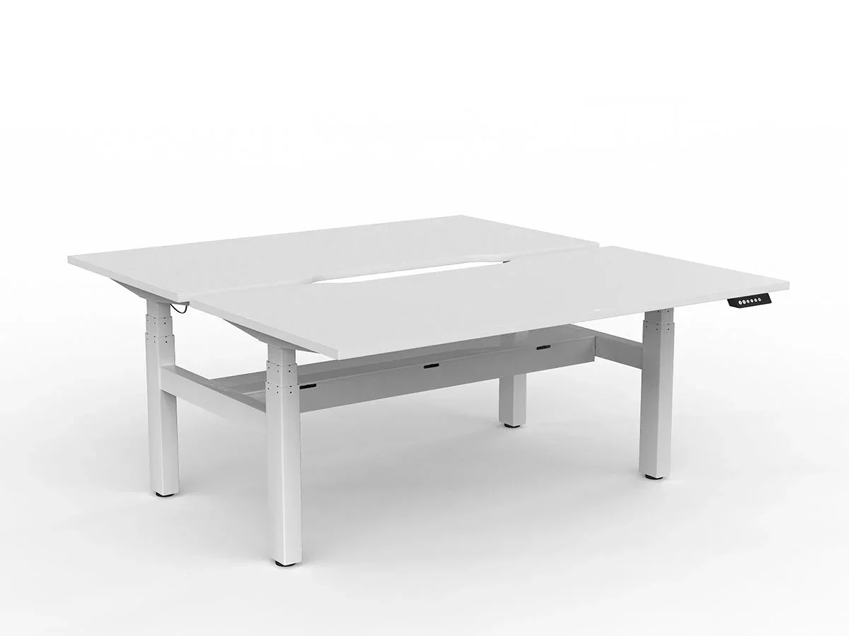 OL Agile Motion+ Electric Height Adjustable Shared Desk – White Top White Frame