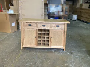 MF Tiffany Solid Timber 3 Drawer 2 Door Sideboard with Bottle Rack thumbnail 6