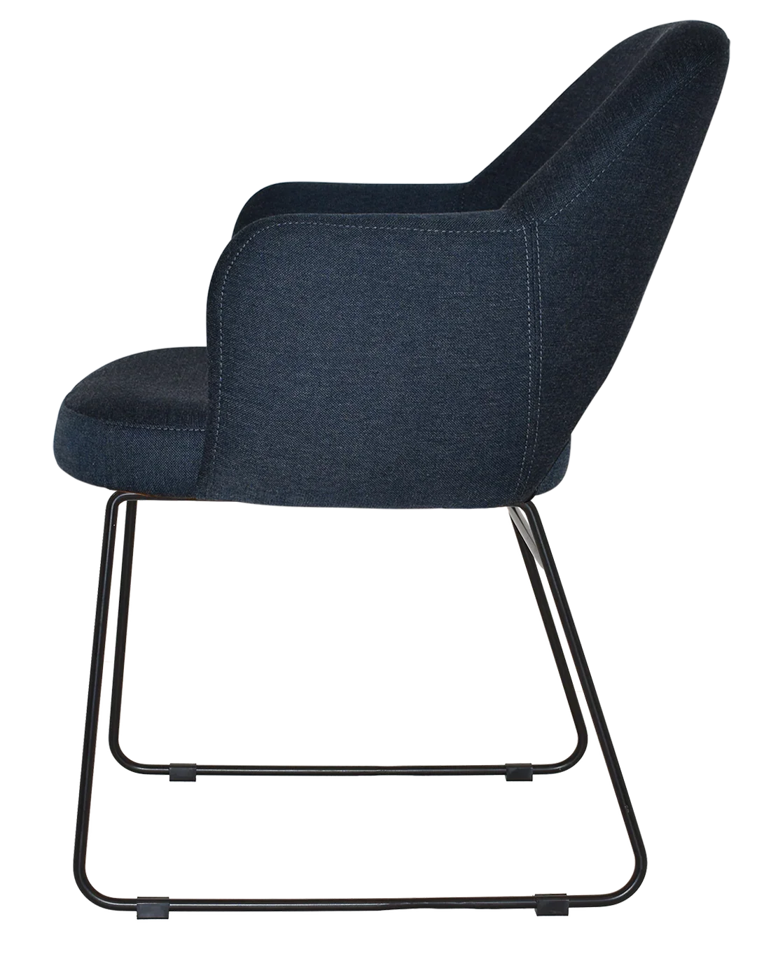EZ Albury Black Metal Sled Base Upholstered Hospitality Dining Armchair