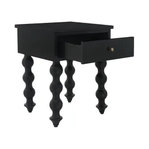 CR Carob Solid Timber Turned Leg 1 Drawer Bedside Table thumbnail 4