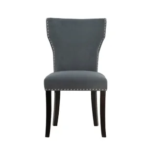 DA Studded Grey Fabric Upholstered Dining Chair Set of 2 thumbnail 6