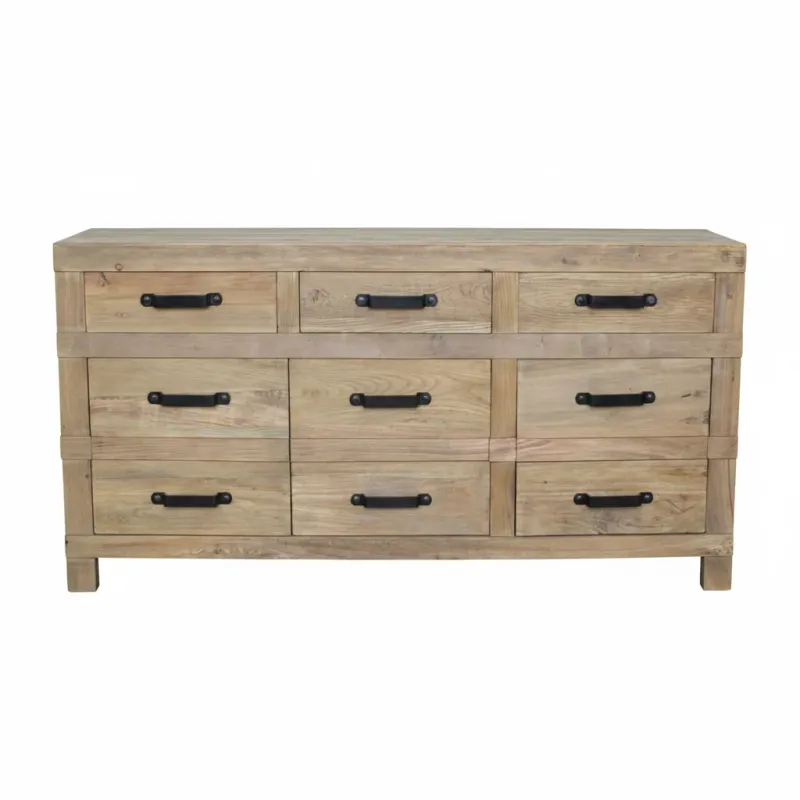 MF Recycled Elm Timber 3 Drawer 3 Door Buffet