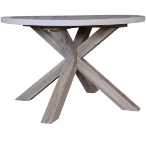 VI LIberty Concrete Top Timber Base Round Dining Table 4 Chair Set thumbnail 3