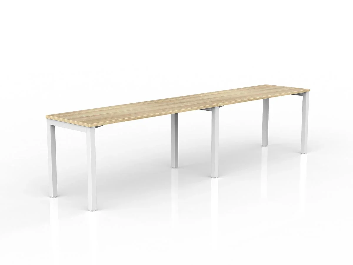 OL Axis 2-User Single Sided Desk – Oak Top White Frame