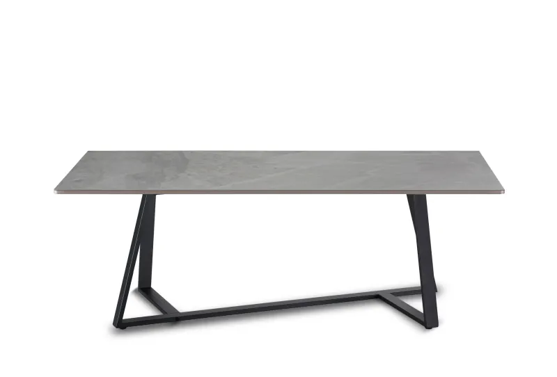 RL Piedra Grey Marble Look Stone Top Metal Leg Coffee Table