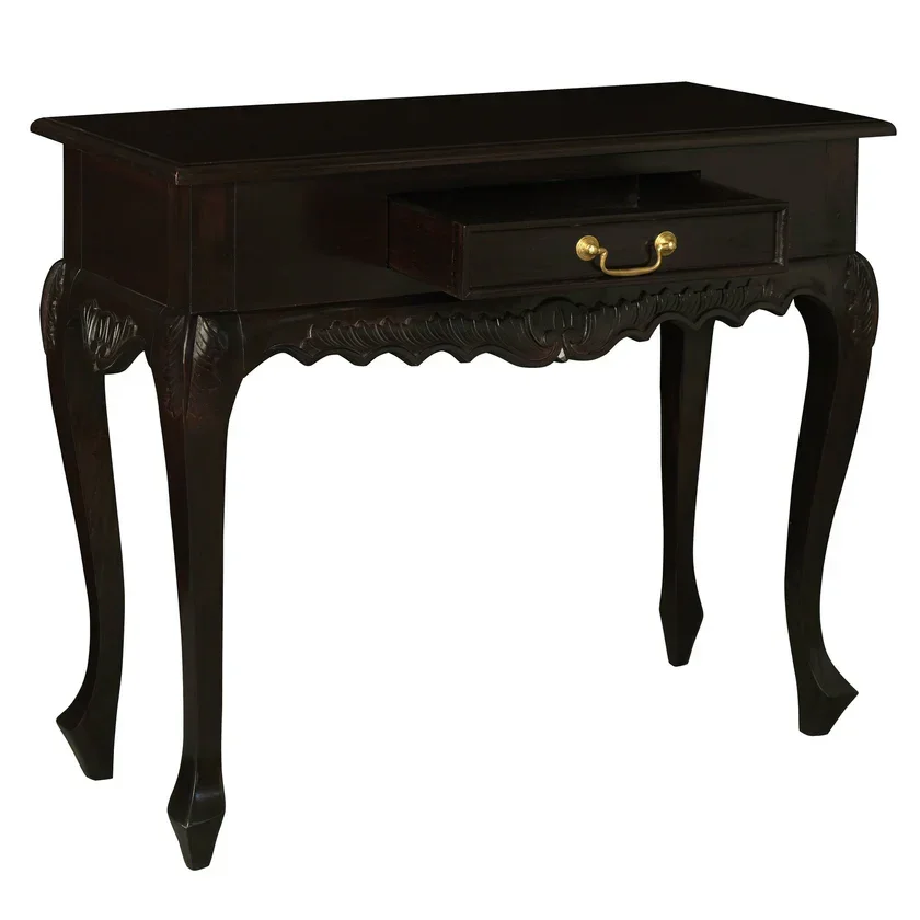 CT Jepara Solid Timber 1 Drawer Carved Sofa Table