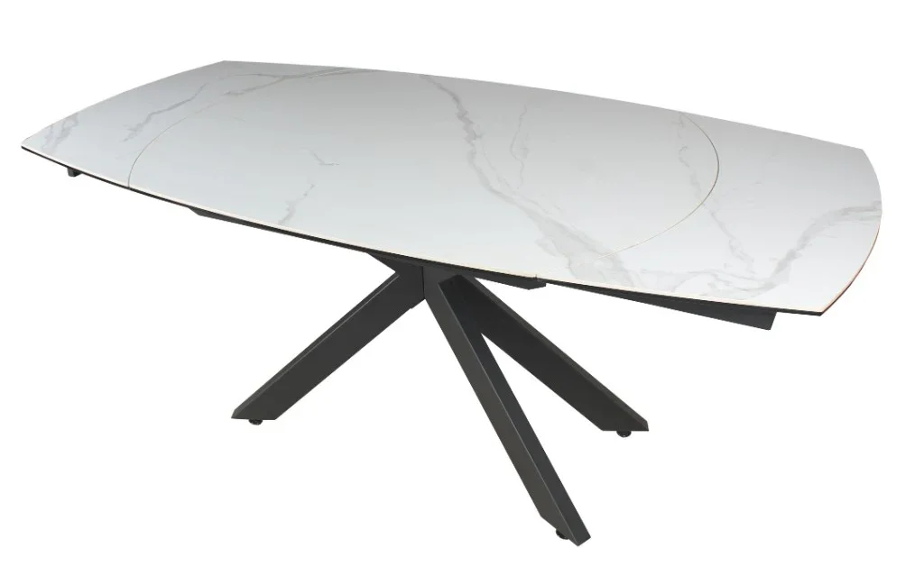 VI Kross Metal Leg Ceramic Top Extandable Dining Table