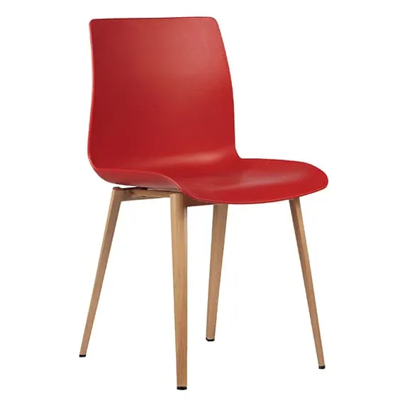 ST Pod Timber Look Metal Leg Plastic Shell Hospitality Chair