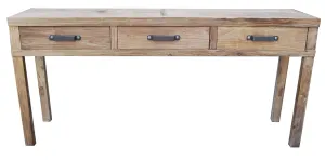 MF Recycled Elm Timber 3 Drawer Hall Table thumbnail 1