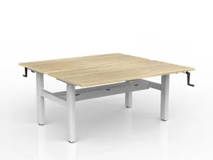 OL Agile Winder Height Adjustable Shared Desk – Oak Top with White Frame thumbnail 13