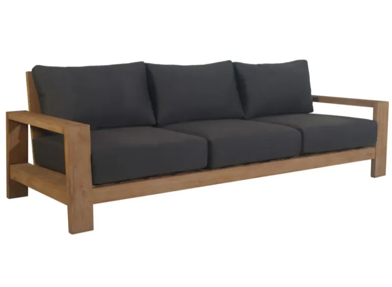 VI Marrakesh Solid Timber 3 Seater Shaded Outdoor Lounge with Cushion