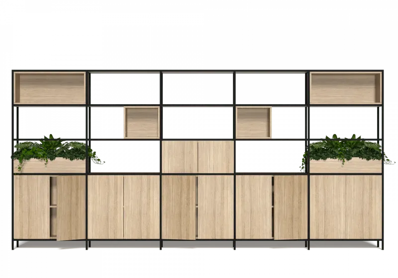 OL Rhodes 12 Door 4 Cubby 5 Bay Welded Storage with 6 Planter Box