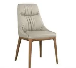 BT Italia Dining Chair - Beige Full Leather and Walnut Timber Legs