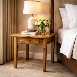 MF Honey Recycled Elm Timber 1 Drawer Side Table thumbnail 3