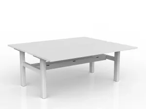OL Agile Fixed Height 2 User Shared Desk – White Top with White Frame thumbnail 3