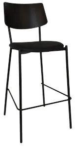 EZ Texas Black Metal Leg Barstool with Black Veneer Back thumbnail 2