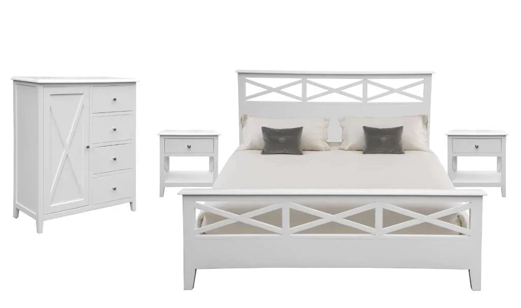 VI Hampton 4 Piece Bedroom Suit with Tallboy and Bedsides
